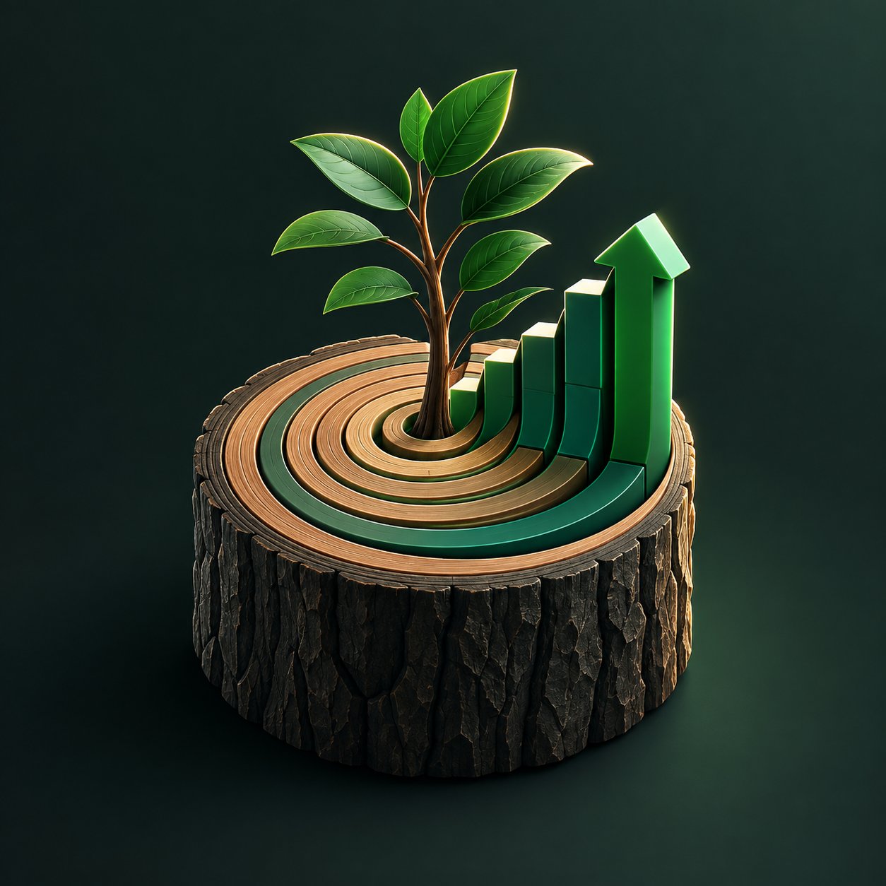 Tree whose rings form an upward growth chart